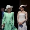 Camilla Parker Bowles, duchesse de Cornouailles, Meghan Markle, duchesse de Sussex lors de la garden party pour les 70 ans du prince Charles au palais de Buckingham à Londres. Le 22 mai 2018.