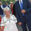 Mimie Mathy et son mari Benoist Gérard - Soirée du 90ème anniversaire de Line Renaud sur le Bateau Potel et Chabot "Pavillon Seine" à Paris le 2 juillet 2018. © Coadic Guirec/Bestimage02/07/2018 - Paris
