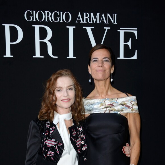 Isabelle Huppert et Roberta Armani - Défilé Giorgio Armani Privé, collection Haute Couture automne-hiver 2018/19 à Paris, le 3 juillet 2018.