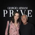 Juliette Binoche et Giorgio Armani - Défilé Giorgio Armani Privé, collection Haute Couture automne-hiver 2018/19 à Paris, le 3 juillet 2018.