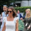 Pippa Middleton (enceinte) à son arrivée au tournoi de tennis de Wimbledon à Londres. Le 5 juillet 2018