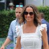 Pippa Middleton (enceinte) à son arrivée au tournoi de tennis de Wimbledon à Londres. Le 5 juillet 2018