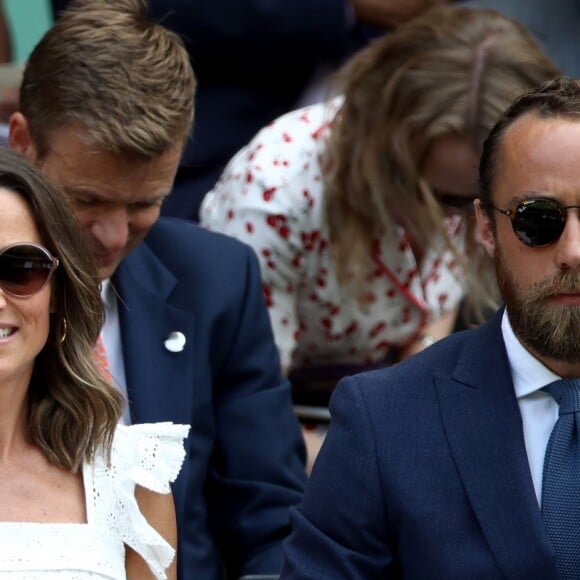 Pippa Middleton et son frère James ont assisté au tournoi de tennis de Wimbledon, à Londres, le 5 juillet 2018