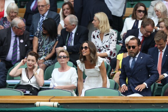 Pippa Middleton et son frère James ont assisté au tournoi de tennis de Wimbledon, à Londres, le 5 juillet 2018