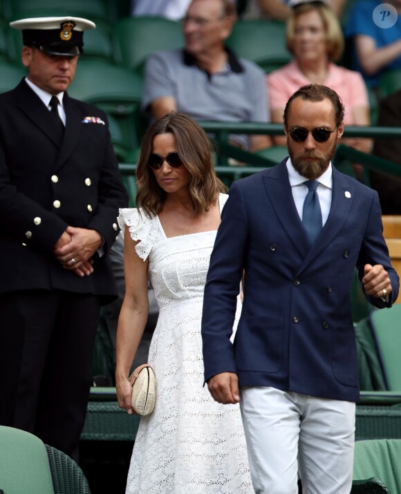 Pippa Middleton et son frère James ont assisté au tournoi de tennis de Wimbledon, à Londres, le 5 juillet 2018