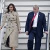 Le président des Etats-Unis Donald Trump et sa femme Melania à leur arrivée à la base aérienne de Melsbroek en vue du sommet de l'OTAN. Le 10 juillet 2018