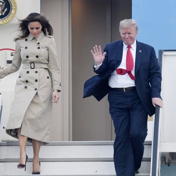 Le président des Etats-Unis Donald Trump et sa femme Melania à leur arrivée à la base aérienne de Melsbroek en vue du sommet de l'OTAN. Le 10 juillet 2018