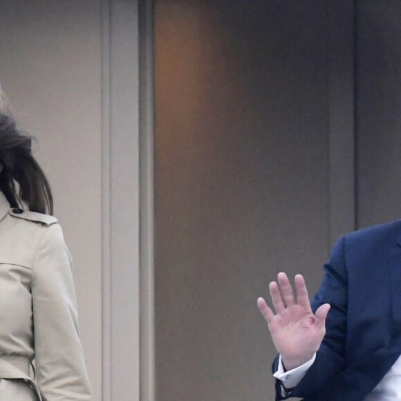 Le président des Etats-Unis Donald Trump et sa femme Melania à leur arrivée à la base aérienne de Melsbroek en vue du sommet de l'OTAN. Le 10 juillet 2018