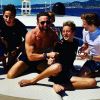 David Guetta avec son fils Elvis et des amis à lui, à Ibiza, juin 2018
