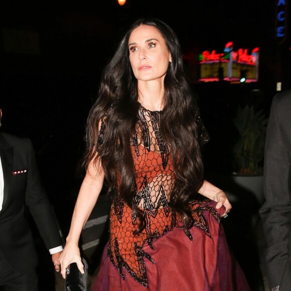 Demi Moore lors de la soirée de fiançailles de Gwyneth Paltrow et Brad Falchuk à Los Angeles le 14 avril 2018.