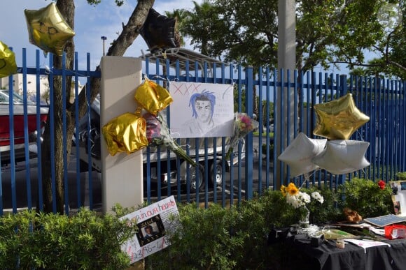 Mémorial pour le rappeur XXXTentacion, qui a été abattu (le 18 juin) alors qu'il quittait un concessionnaire de motos à Deerfield Beach, Floride, Etats-Unis, le 23 juin 2018.