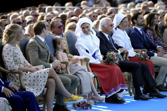 La famille royale de Suède lors de la célébration du 41e anniversaire de la princesse héritière Victoria de Suède le 14 juillet 2018 à Borgholm.