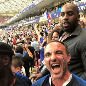 Nikos Aliagas au stade de Moscou lors de la Coupe du monde 2018 - 15 juillet 2018