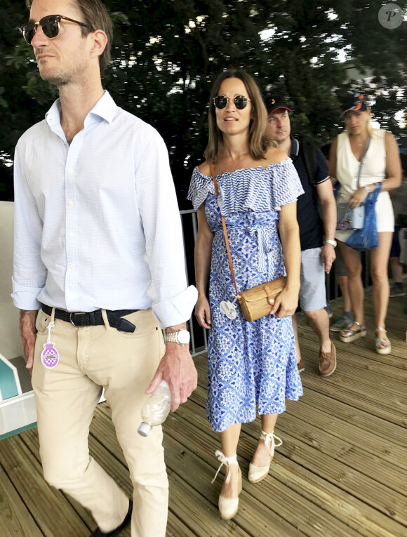 Pippa Middleton, enceinte, et son mari James Matthews au Festival of Speed de Goodwood le 14 juillet 2018, à Chichester dans le West Sussex.