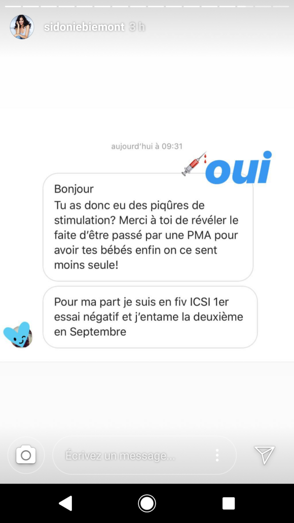 Sidonie Biemont évoque les conditions de son traitement par FIV pour avoir ses jumeaux - Instagram, 17 juillet 2018