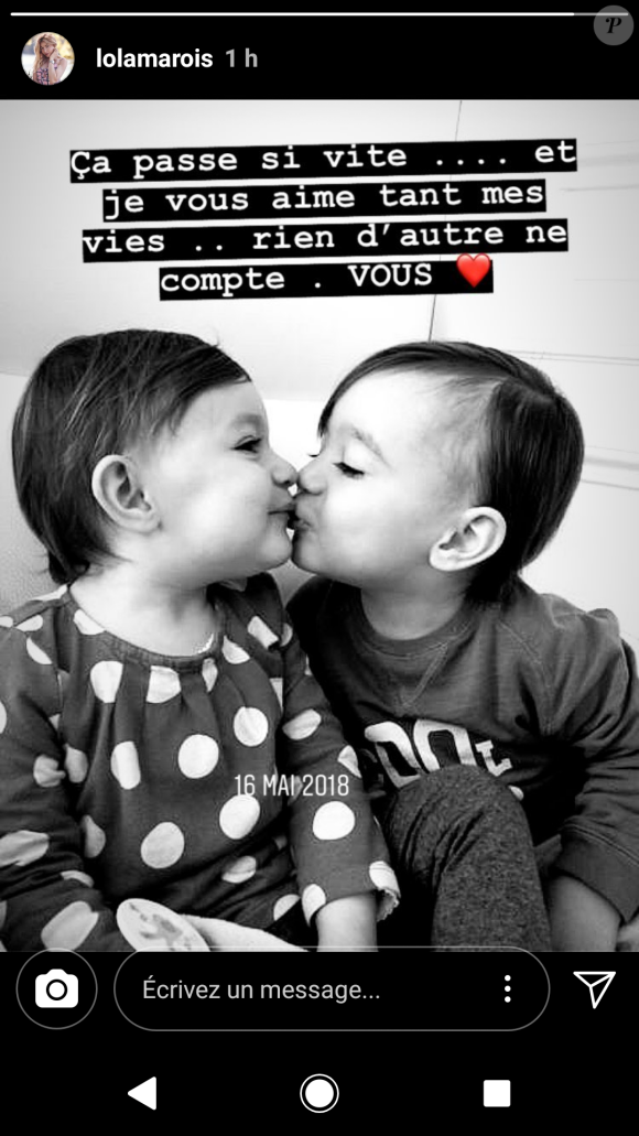 Lola Marois fait une belle déclaration d'amour à ses jumeaux, Jules et Bella, sur Instagram. Le 13 juin 2018.