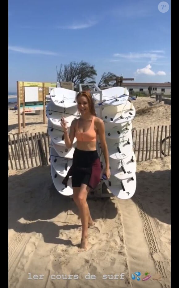 Maëva Coucke, Miss France 2018, dans le sud de la France pour assister à son premier cours de surf - Instagram, 24 juillet 2018