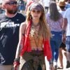 Paris Jackson promène son chien koa et retrouve des amis pour déjeuner à Venice à Los Angeles, le 23 juillet 2018