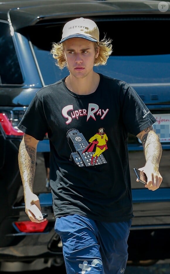 Exclusif - Justin Bieber à la sortie d’un déjeuner à Los Angeles, le 25 juillet 2018
