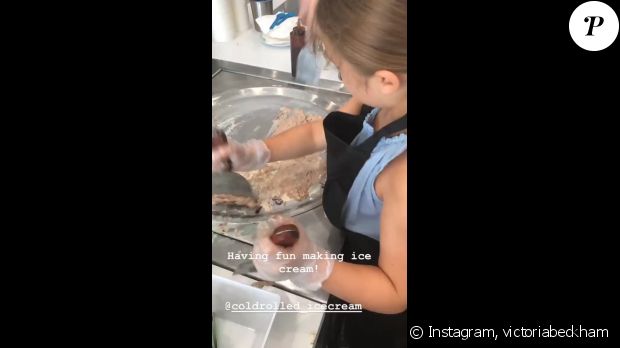 Atelier crème glacée pour la famille Beckham à Los Angeles, ce 28 juillet 2018.
