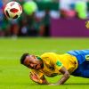 Le footballeur brésilien Neymar Jr. à la coupe du monde 2018 en Russie lors de la rencontre de 1/8 de finale contre le Mexique le 2 juillet
