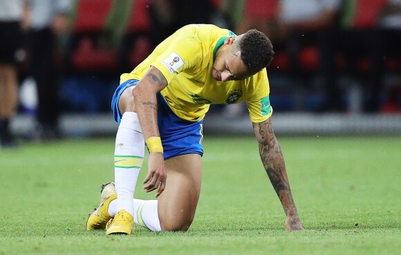 Neymar Jr. lors du quart de finale de la Coupe du Monde Russia2018 "Brésil - Belgique" au stade Kazan Arena. Le Brésil s'est incliné 0-2 face à la Belgique et est éliminé de la compétition. Kazan, le 6 juillet 2018.