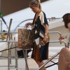 Melanie Page sont de retour en bateau sur le port de Saint-Tropez le 30 juillet 2018.