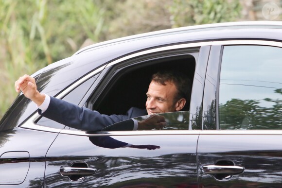 Emmanuel Macron à son arrivée au Fort de Brégançon à Bormes les Mimosas. Le 3 août 2018 © L.Boutria-F.Chavaroche / Bestimage