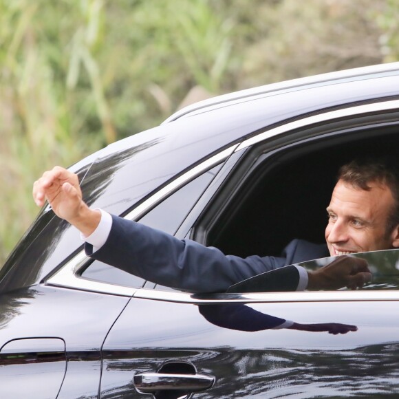 Emmanuel Macron à son arrivée au Fort de Brégançon à Bormes les Mimosas. Le 3 août 2018 © L.Boutria-F.Chavaroche / Bestimage