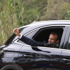 Emmanuel Macron à son arrivée au Fort de Brégançon à Bormes les Mimosas. Le 3 août 2018 © L.Boutria-F.Chavaroche / Bestimage