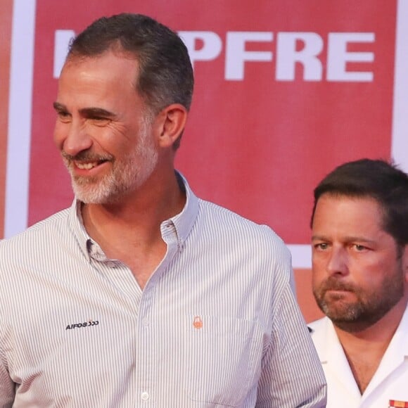 Le roi Felipe VI d'Espagne et sa soeur l'infante Elena ont remis les prix de la 37e Copa del Rey à Palma de Majorque le 4 août 2018.