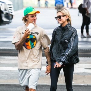 Justin Bieber et sa fiancée Hailey Baldwin à New York, le 13 août 2018.