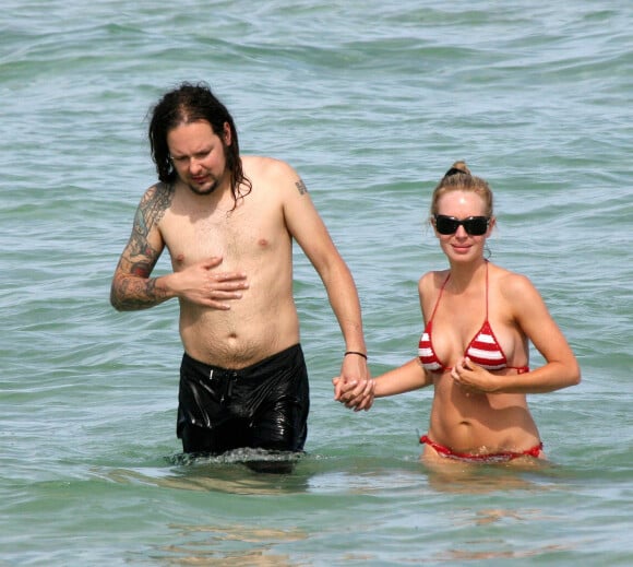 Jonathan Davis et sa femme Deven Davis à Miami Beach, le 13 août 2007.