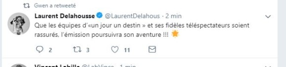 Laurent Delahousse dément les informations de disparition de "Un jour, un destin" - Twitter, 23 août 2018