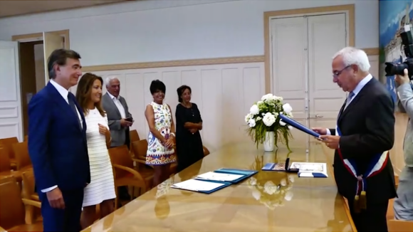 Mariage de Philippe Douste-Blazy et Marie Laure Bec à Antibes, samedi 25 août 2018.