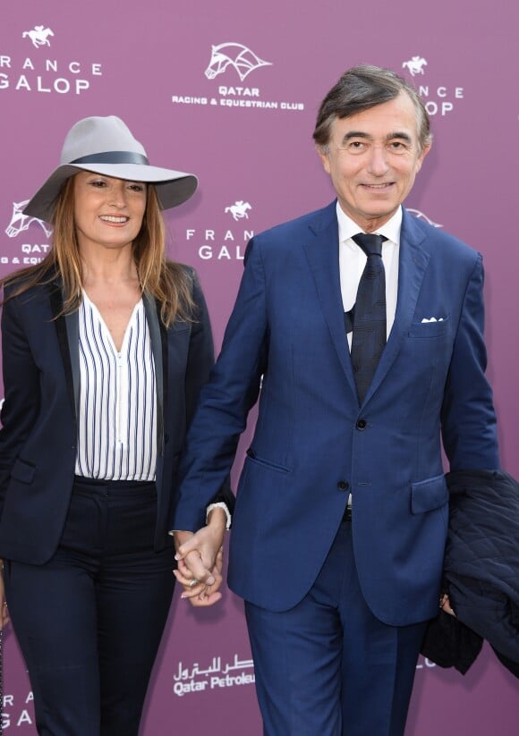 Philippe Douste-Blazy et sa compagne Marie-Laure Bec - Photocall du 94e Qatar Prix de l'Arc de Triomphe à l'Hippodrome de Longchamp à Paris, le 4 octobre 2015.