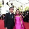 Philippe Douste-Blazy et sa compagne Marie-Laure Bec - Montée des marches du film "Mia Madre" lors du 68e Festival International du Film de Cannes, à Cannes le 16 mai 2015.