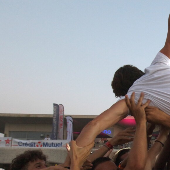 Exclusif - Frédéric Beigbeder, parrain du "Little Festival", à Capbreton, le 1er août 2018.