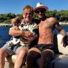 David Beckham sur la Côte d'Azur avec Elton John le 28 août 2018.