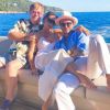 Elton John avec Victoria et David Beckham sur la Côte d'Azur le 28 août 2018.