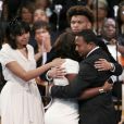 Cristal Franklin, Vaughn Franklin, Victorie Franklin et Jordan Franklin lors de l'hommage à Aretha Franklin au Greater Grace Temple à Detroit le 31 août 2018.