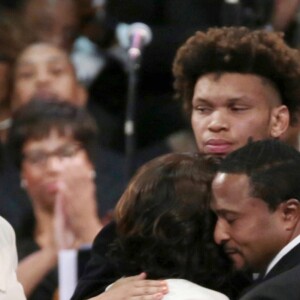 Cristal Franklin, Vaughn Franklin, Victorie Franklin et Jordan Franklin lors de l'hommage à Aretha Franklin au Greater Grace Temple à Detroit le 31 août 2018.