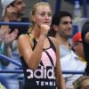 Kristina Mladenovic soutient Dominic Thiem battu en quarts de finale de l'US Open par Rafael Nadal, à New York, le 4 septembre 2018.