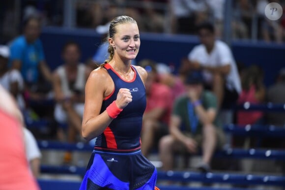 Kristina Mladenovic lors du premier tour de l'US Open le 28 août 2018.