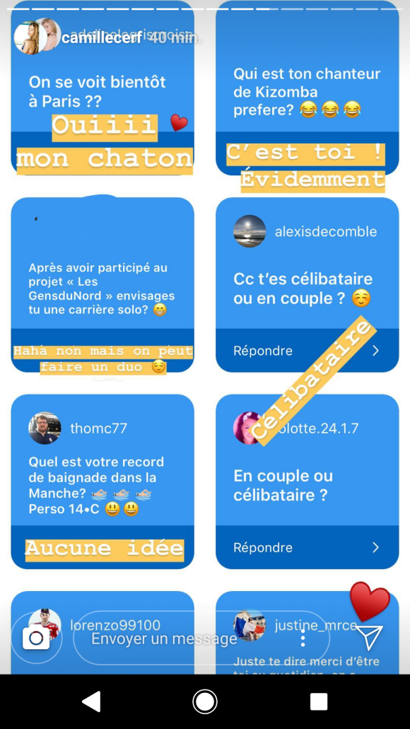 Camille Cerf célibataire - Instagram, 6 septembre 2018