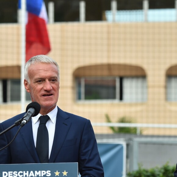 Dylan, Didier Deschamps et le prince Albert II de Monaco durant l'inauguration du Stade de football Didier Deschamps à Cap d'Ail le 12 septembre 2018. © Bruno Bebert / Bestimage