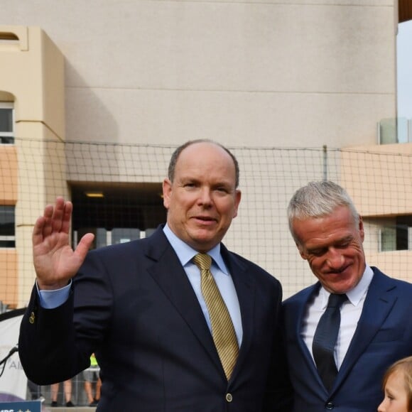 Le prince Albert II de Monaco et Didier Deschamps durant l'inauguration du Stade de football Didier Deschamps à Cap d'Ail le 12 septembre 2018. © Bruno Bebert / Bestimage