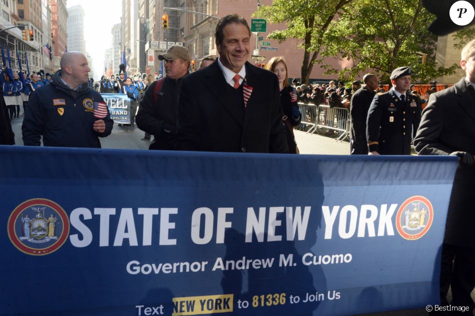 Le gouverneur Andrew M. Cuomo - 99e parade de la journée &quot;Veterans Day&quot; à Madison Square à New York. Le 11 novembre 2017