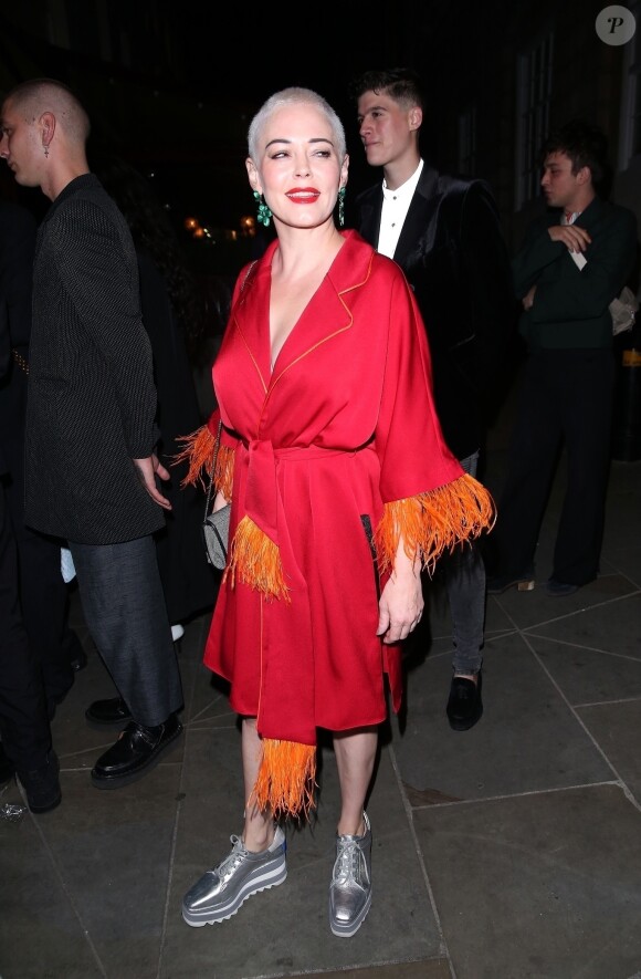 Rose McGowan et Rain Dove à la soirée "Love Magazine" au club "Loulou's" lors de la Fashion Week à Londres, le 17 septembre 2018.