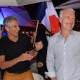 Semi-Exclusif -Didier Deschamps fête sa victoire avec sa femme Claude, Nagui et sa femme Mélanie Page et des amis à la Gioia et au VIP Room à Saint-Tropez, le 21 juillet 2018. © Rachid Bellak/Bestimage